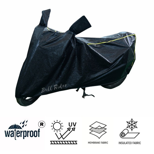 Black Yamaha YZF-R15 waterproof supersoft two-wheeler body cover by sanrachnass, designed for protection and durability.