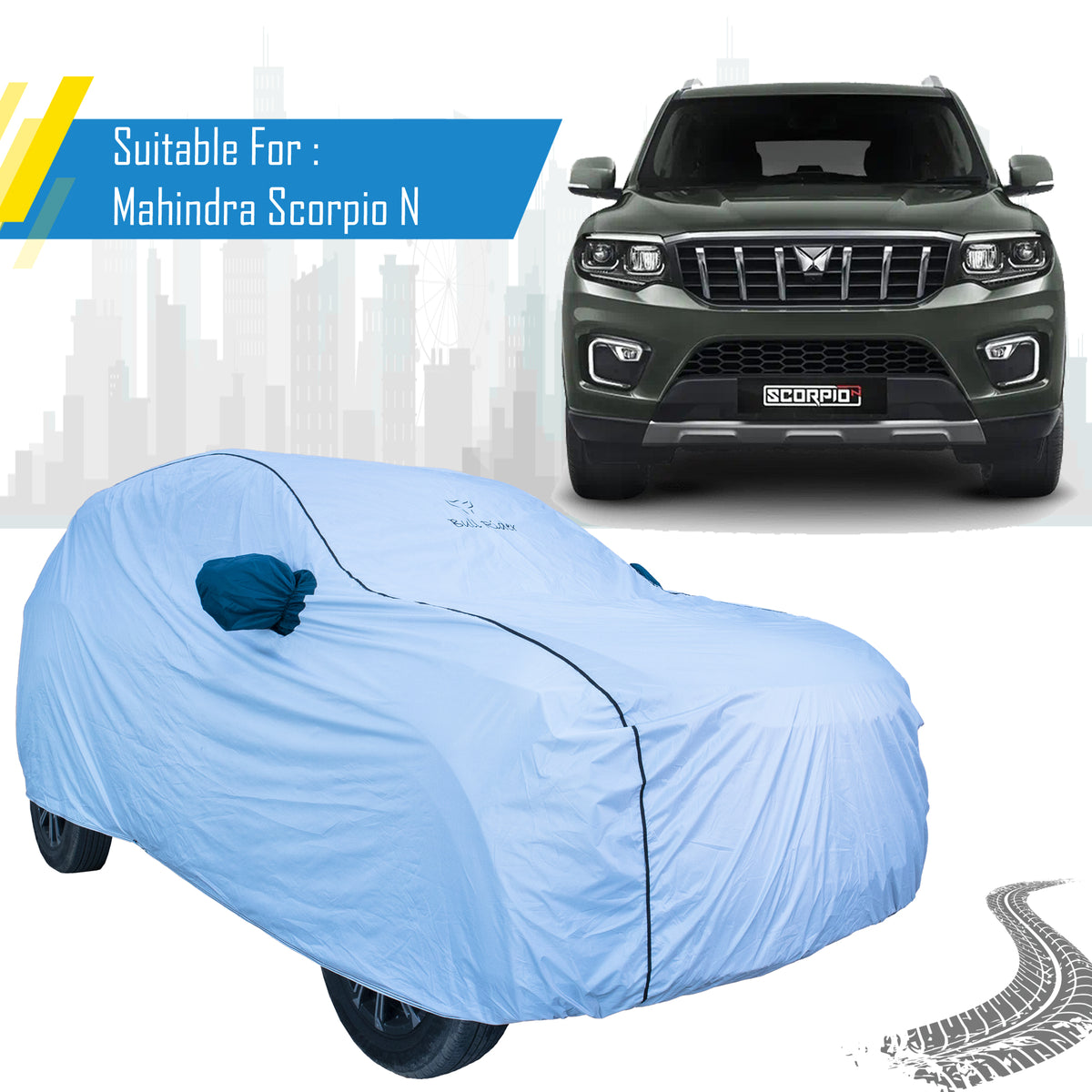 Mahindra Scorpio N Car Cover – All Weather Waterproof Body Cover with Mirror Pockets | Bull Rider