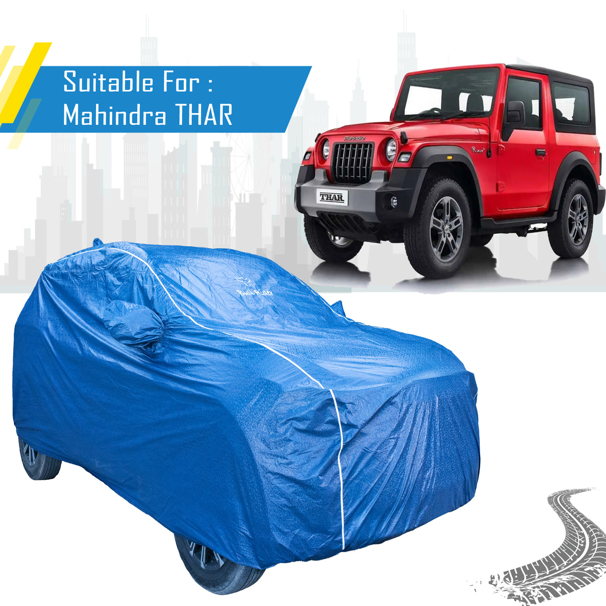 Mahindra Thar Featherlite waterproof car body cover by Bull Rider