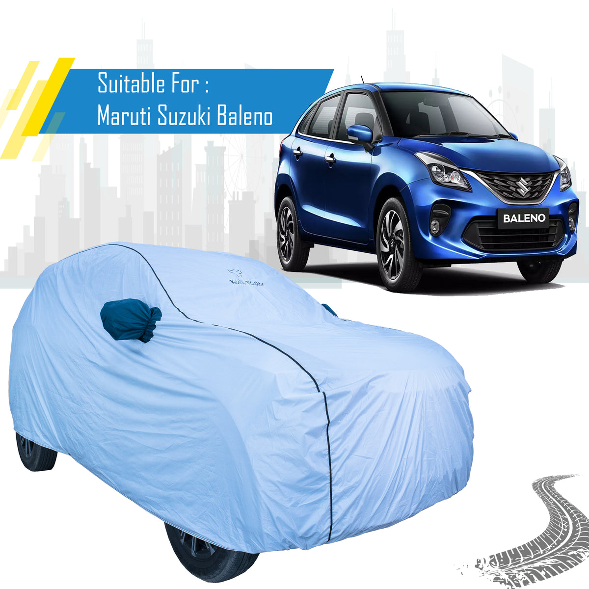 Maruti Suzuki Baleno Car Cover – All Weather Waterproof Body Cover with Mirror Pockets | Bull Rider