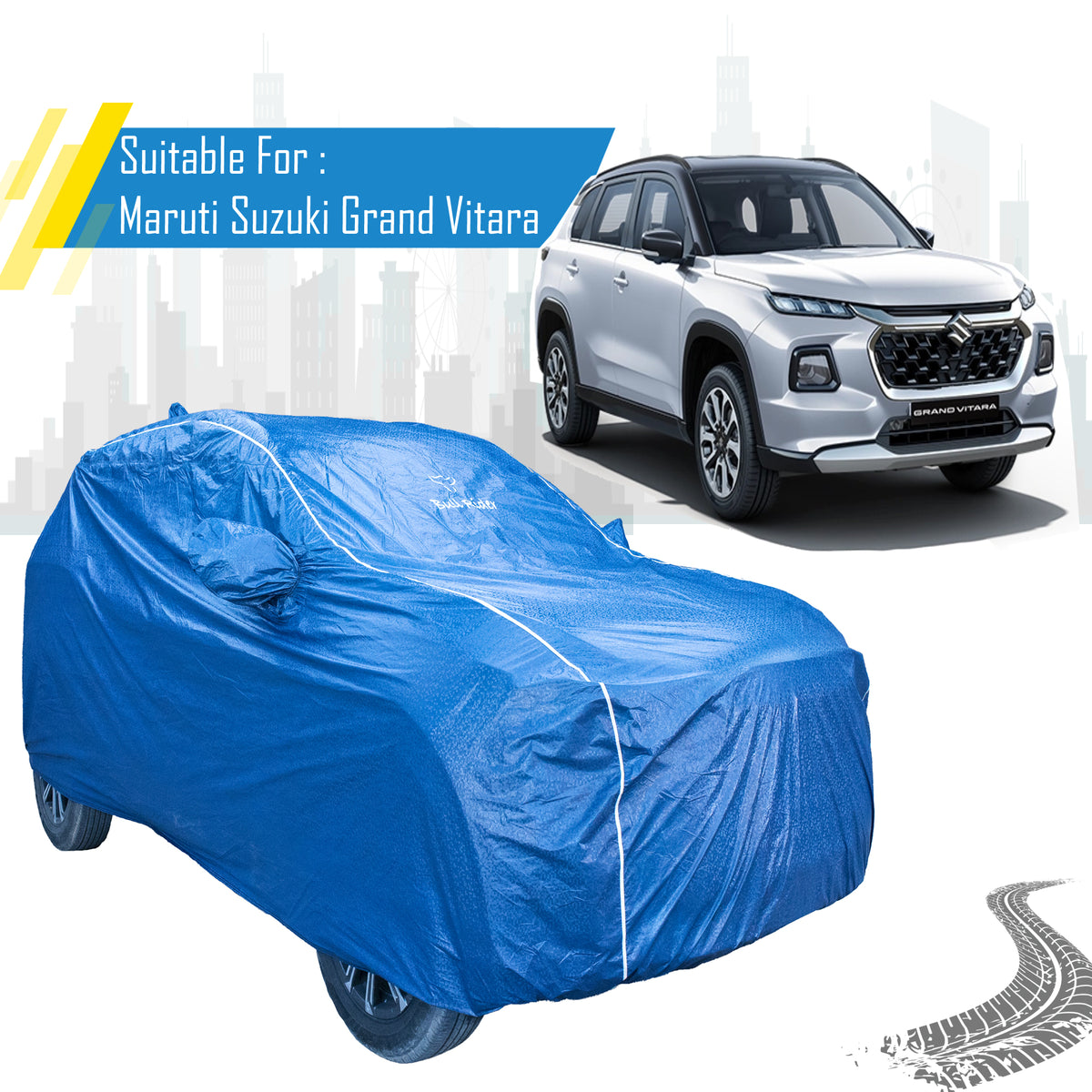 Maruti Suzuki Grand Vitara car cover with mirror pockets – Bull Rider Featherlite