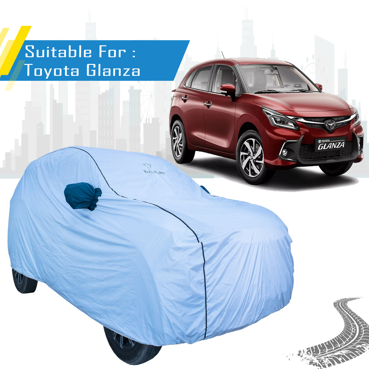 Toyota Glanza Car Cover – All Weather Waterproof Body Cover with Mirror Pockets | Bull Rider