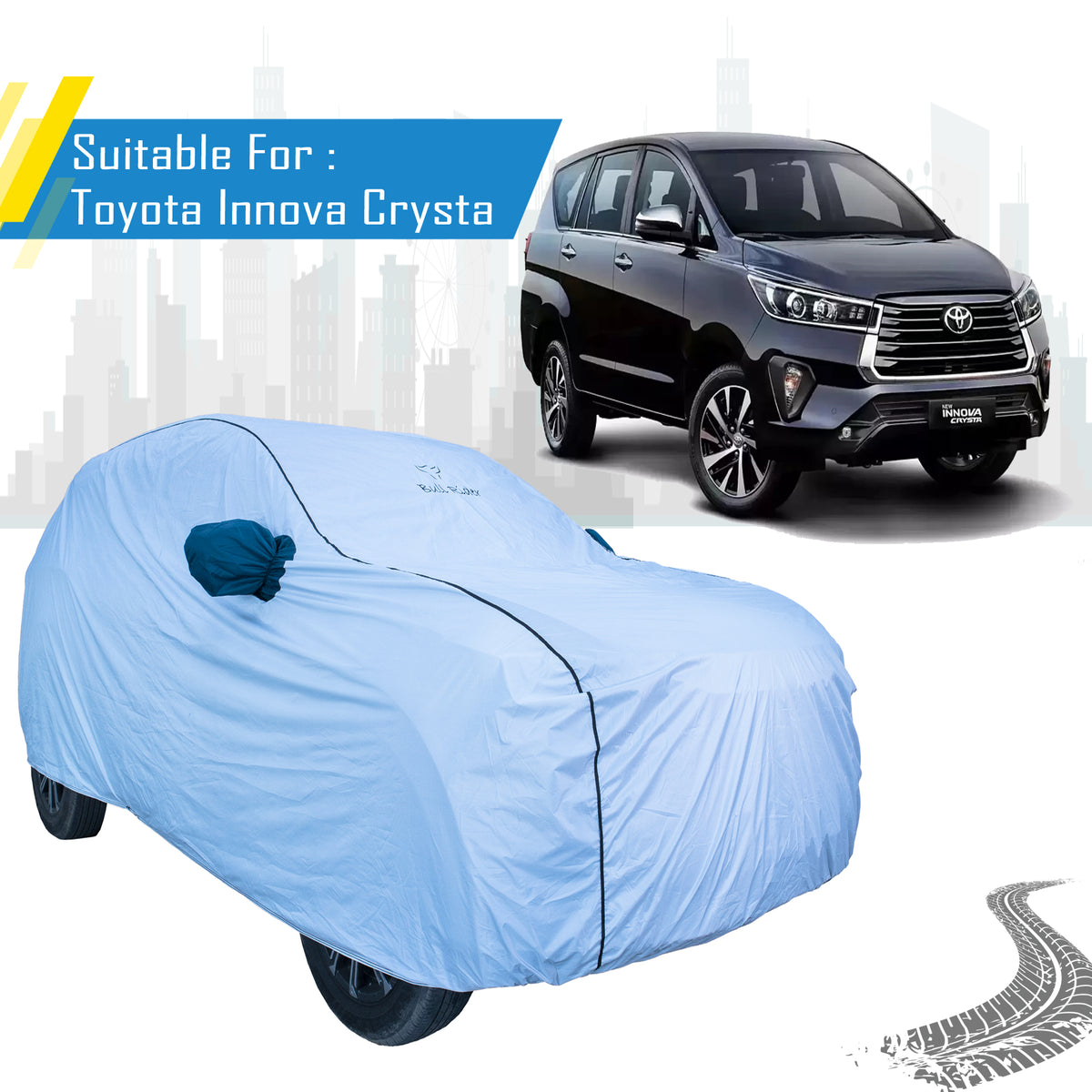 Toyota Innova Crysta Car Cover – All Weather Waterproof Body Cover with Mirror Pockets | Bull Rider