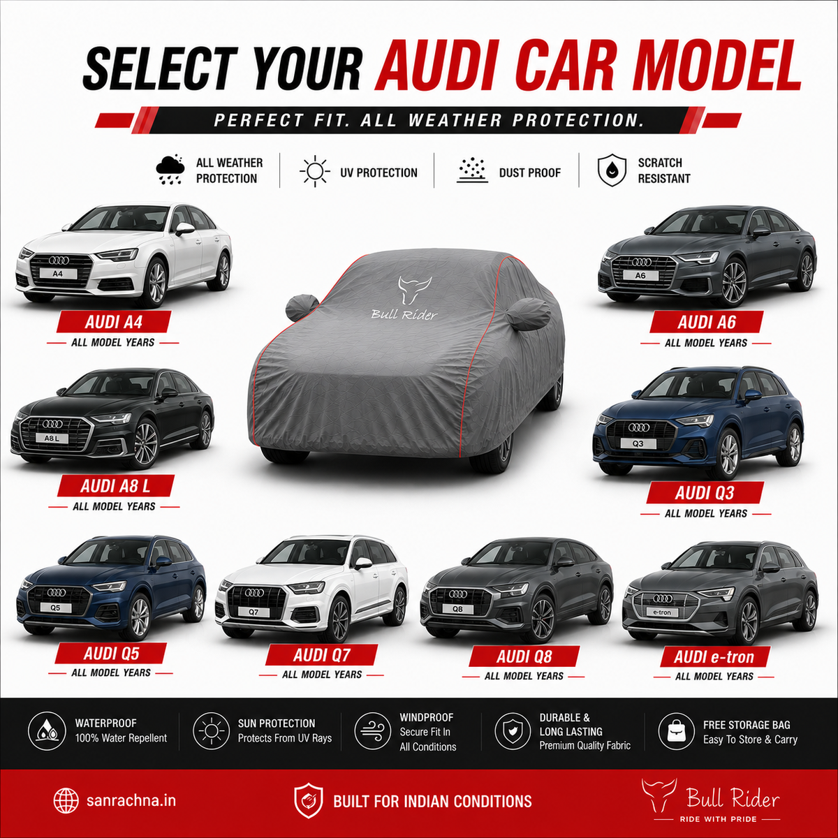 Bull Rider Audi All Weather Waterproof Car Body Cover