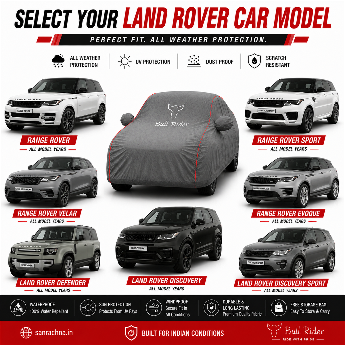 Bull Rider Land Rover All Weather Waterproof Car Body Cover