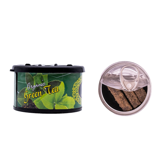 Bull Rider alcohol-free car air freshener with Green Tea scented cake on dashboard