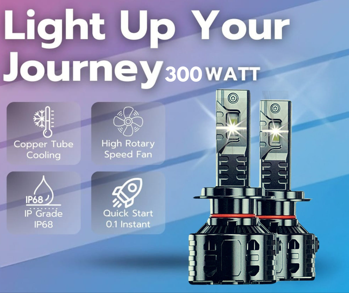 High Power Led Auto Lighting System 300W 21000 Lumen 6000K With Double Copper Tubes