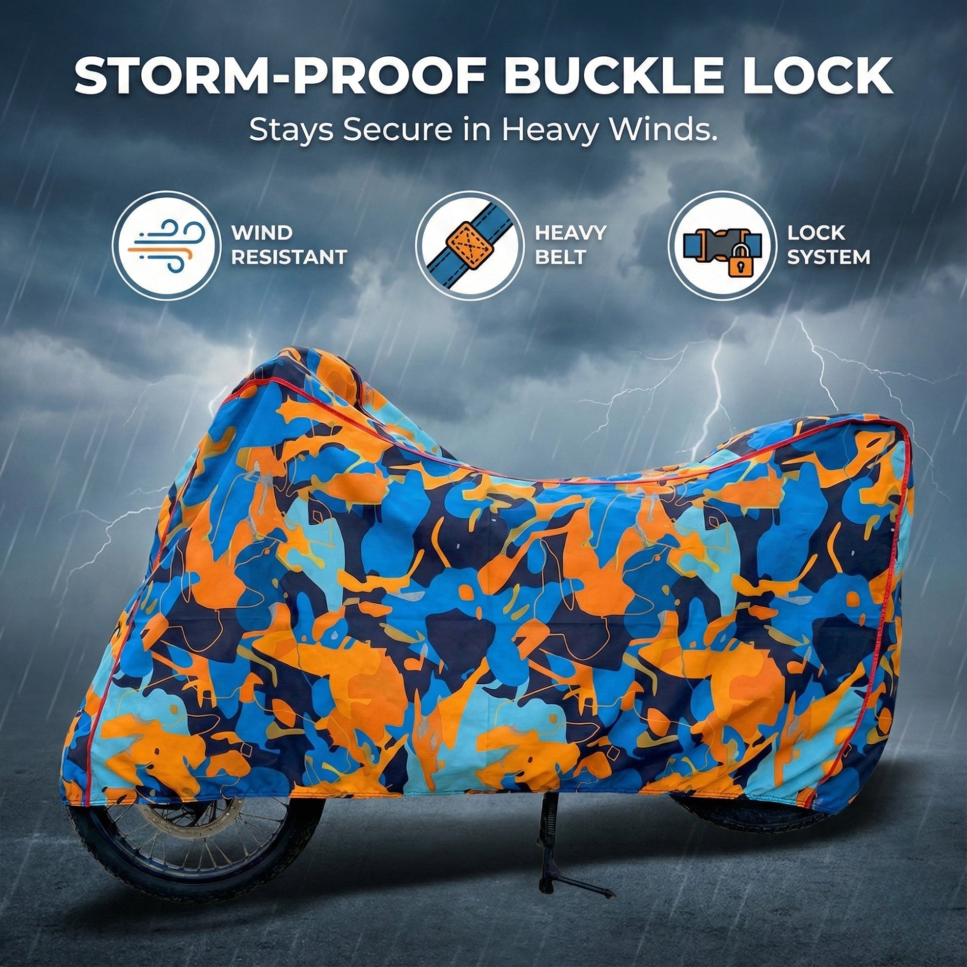Bull Rider Bike Cover Waterproof with UV Protection & Dustproof, Universal Fit, Water Resistant & All Weather Protection with Two Wheeler Cover|Keeps Bike Cool|Perfect Bike Body Cover