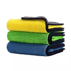 Bull Rider 850 GSM 40x40 cm 3 pc Multipurpose Highly Absorbent Microfiber Cloth for Car Cleaning and Detailing  Extra Thick Plush Microfiber Towel Lint and Streak Free Car Cleaning Cloth - Multicolor