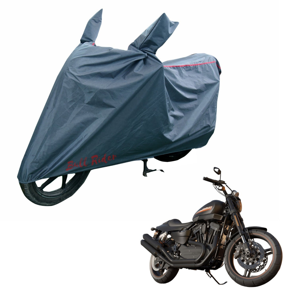 Sanrachnass Bajaj Pulsar 180 waterproof supersoft two-wheeler body cover in grey, protecting the motorcycle from weather elements.