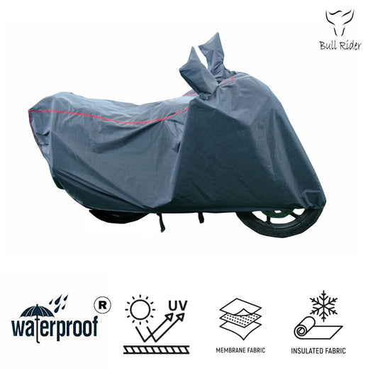 Sanrachnass Hero Splendor iSmart 110 waterproof supersoft two-wheeler body cover in grey, designed for bike protection.