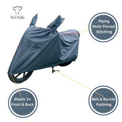 Sanrachnass Kawasaki Ninja 400 waterproof supersoft two-wheeler bike cover in grey, protecting the motorcycle from weather elements.