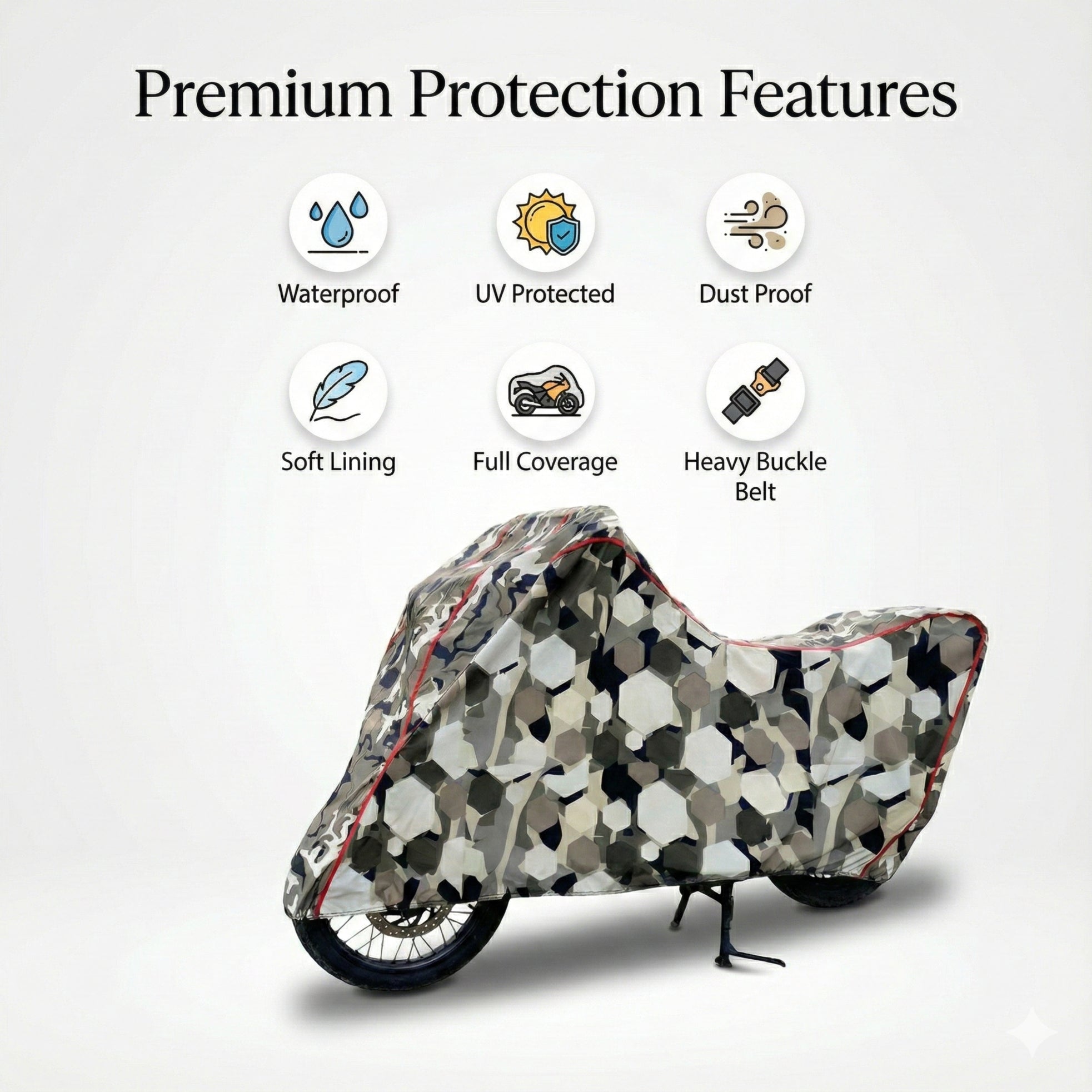 Bull Rider Bike Cover Waterproof with UV Protection & Dustproof, Universal Fit, Water Resistant & All Weather Protection with Two Wheeler Cover|Keeps Bike Cool|Perfect Bike Body Cover