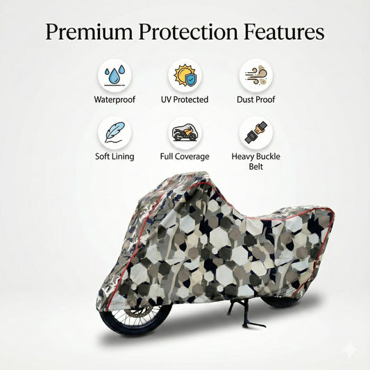 Bull Rider Bike Cover Waterproof with UV Protection & Dustproof, Universal Fit, Water Resistant & All Weather Protection with Two Wheeler Cover|Keeps Bike Cool|Perfect Bike Body Cover