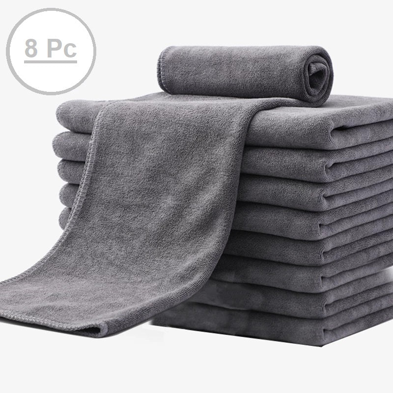 Bull Rider 40x40 8 pc Multipurpose Highly Absorbent Microfiber Cloth for Car Cleaning and Detailing  Extra Thick Plush Microfiber Towel Lint and Streak Free of 40cm x 40cm Pack of 8 - Grey