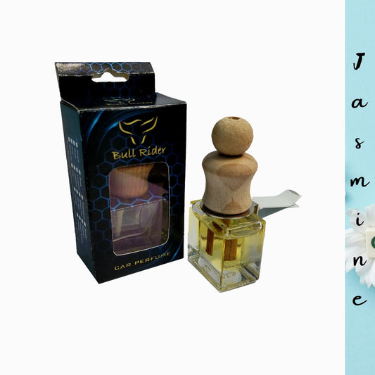 Bull Rider Jasmine car AC perfume in a glass bottle with wooden cork