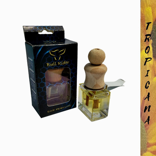 Bull Rider Tropicana car AC perfume in a glass bottle with wooden cork