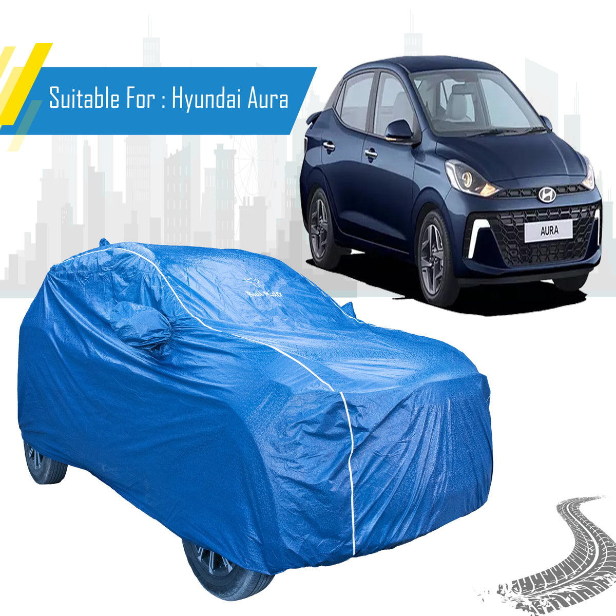 Hyundai Aura Featherlite waterproof car body cover by Bull Rider