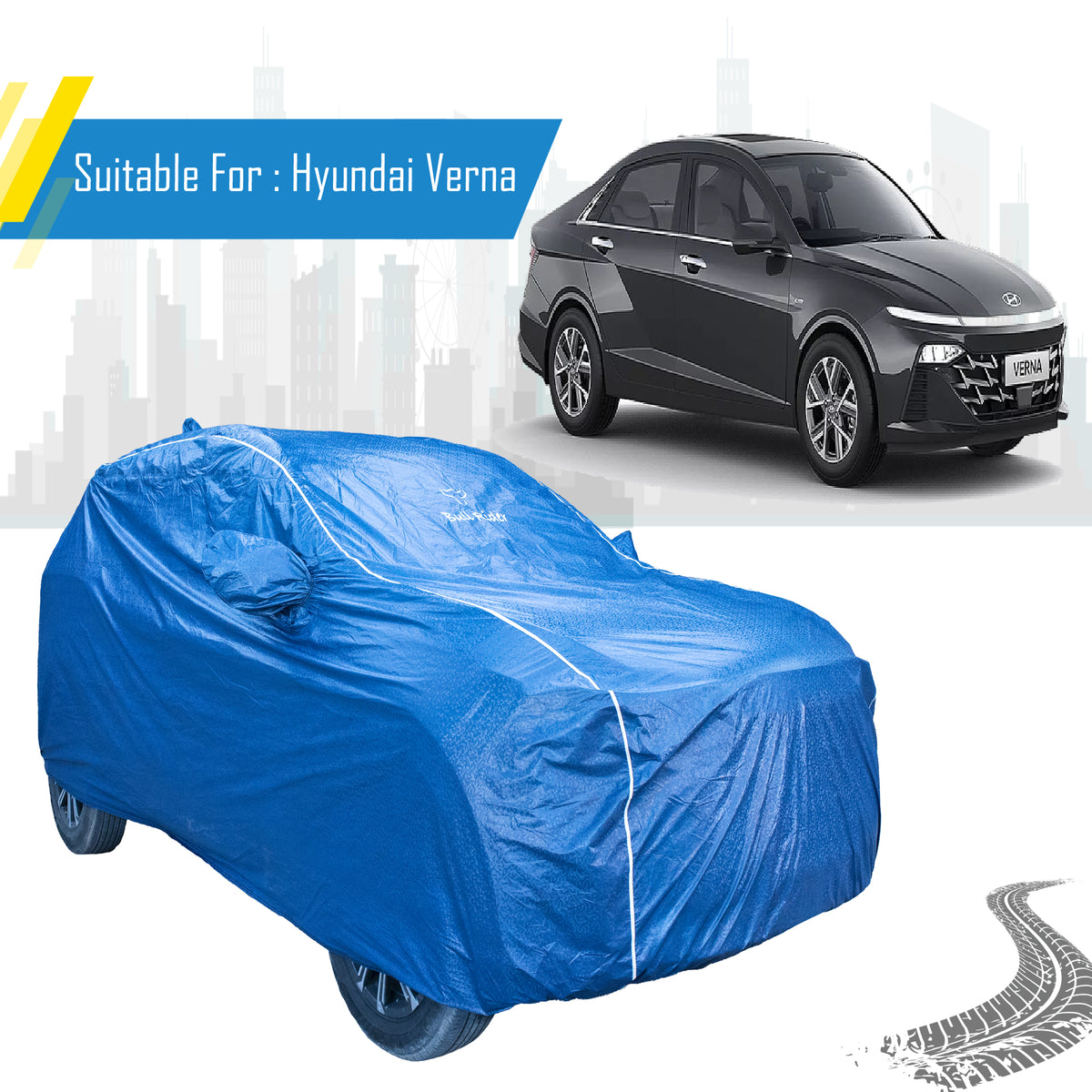 Hyundai Verna Featherlite waterproof car body cover by Bull Rider