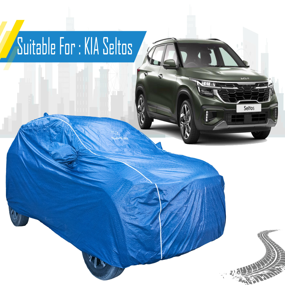Kia Seltos Featherlite waterproof car body cover by Bull Rider