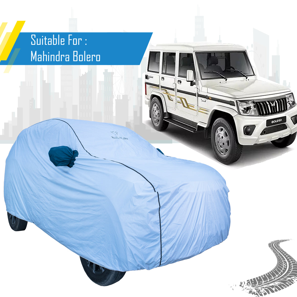 Mahindra Bolero Car Cover – All Weather Waterproof Body Cover with Mirror Pockets | Bull Rider