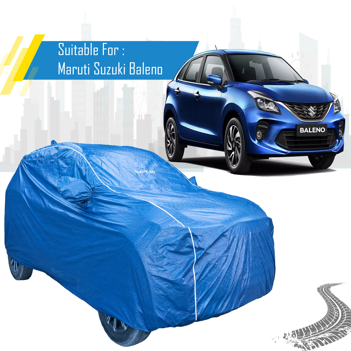 Maruti Suzuki Baleno car cover with mirror pockets – Bull Rider Featherlite