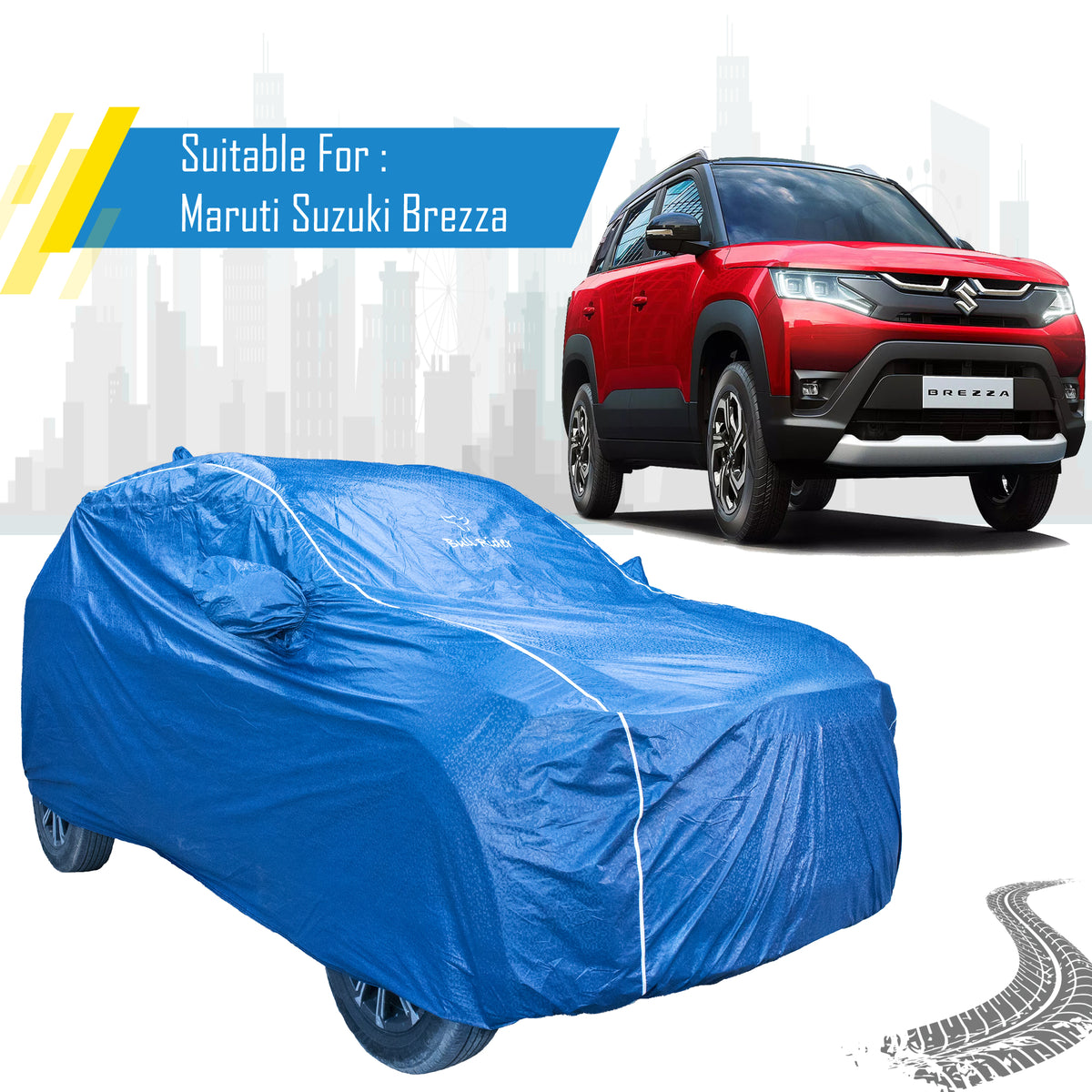 Maruti Suzuki Brezza car cover with mirror pockets – Bull Rider Featherlite