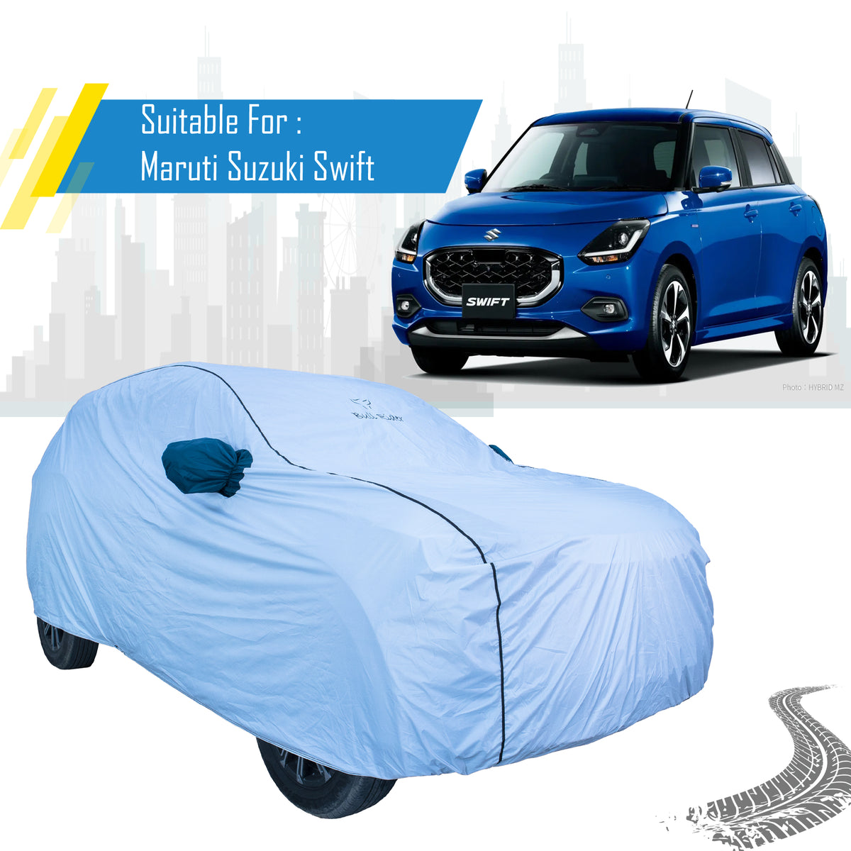 Maruti Suzuki Swift Car Cover – All Weather Waterproof Body Cover with Mirror Pockets | Bull Rider