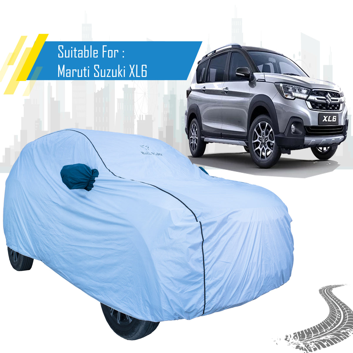Maruti Suzuki XL6 Car Cover – All Weather Waterproof Body Cover with Mirror Pockets | Bull Rider