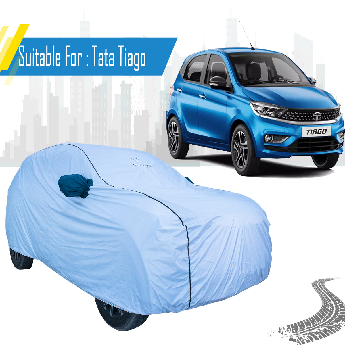 Tata Tiago Car Cover – All Weather Waterproof Body Cover with Mirror Pockets | Bull Rider