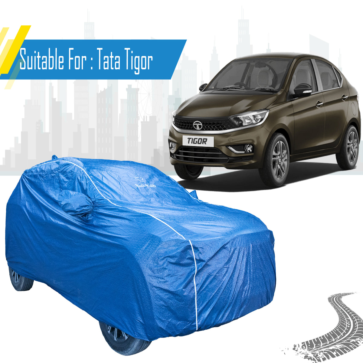 Tata Tigor car cover with mirror pockets – Bull Rider Featherlite