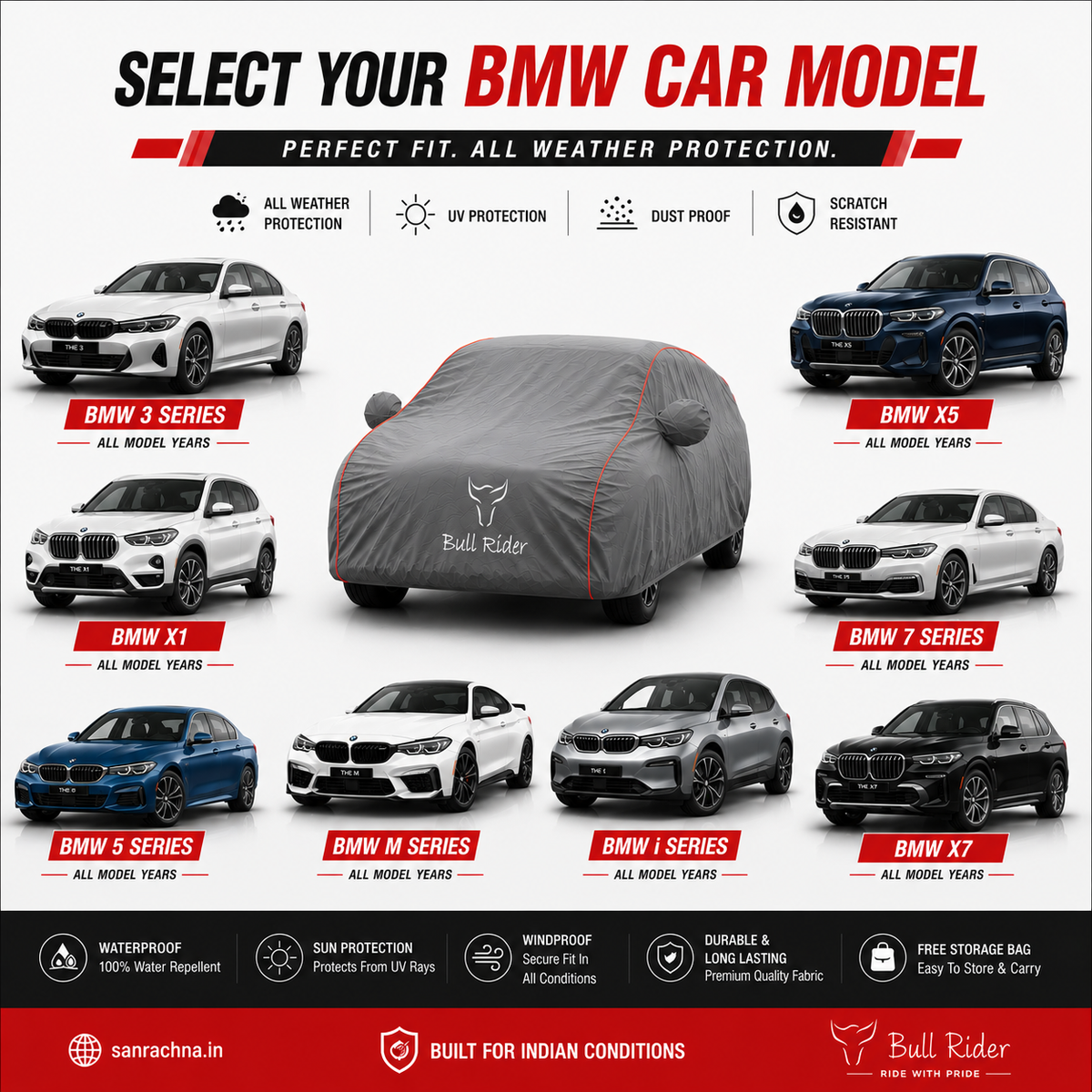 BMW All Weather Waterproof Car Body Cover By Bull Rider