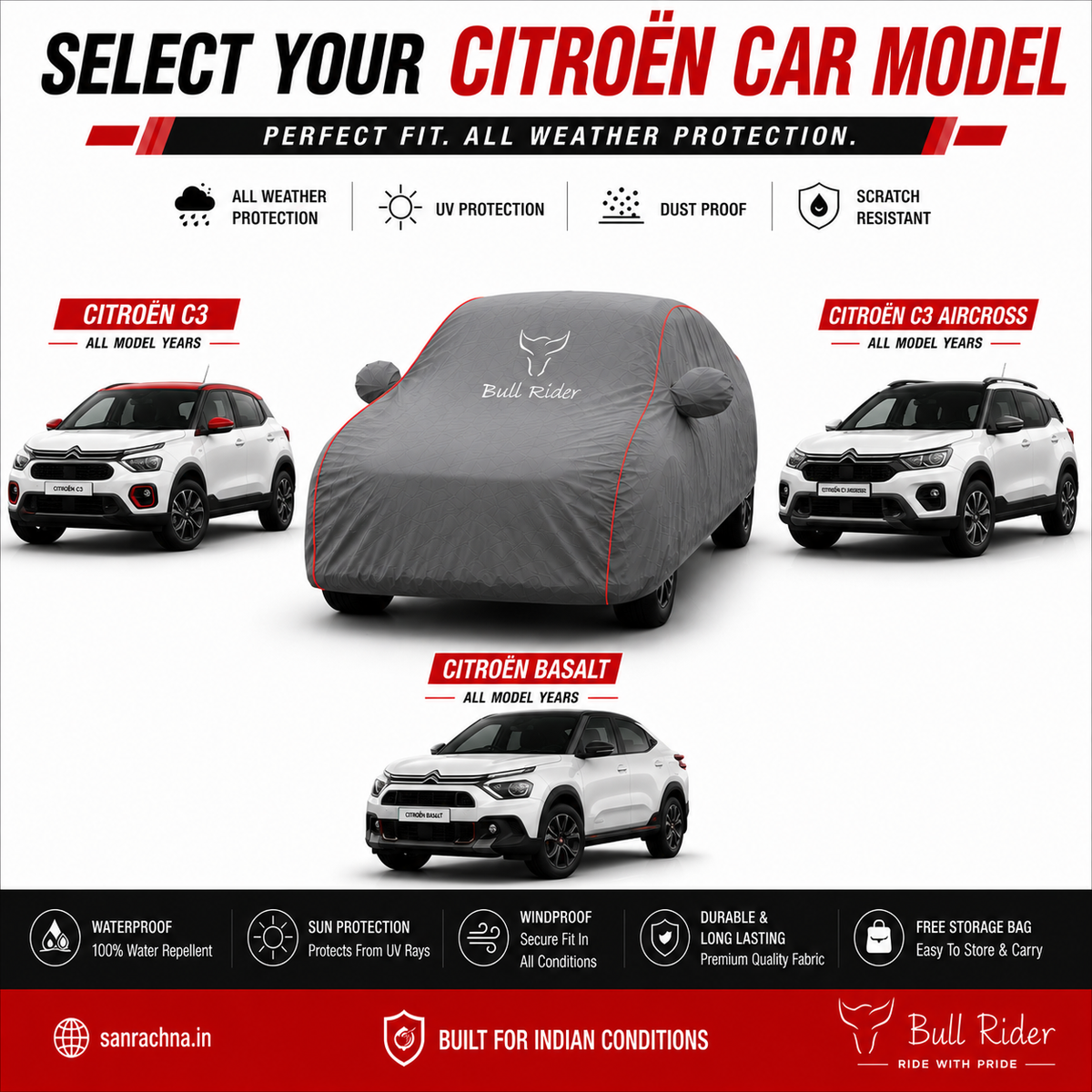 Bull Rider Citroen All Weather Waterproof Car Body Cover