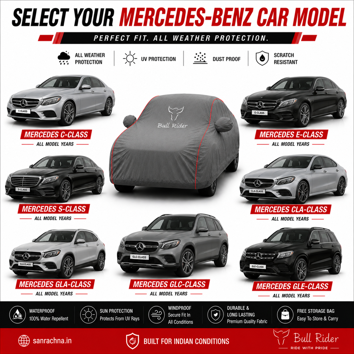 Bull Rider Mercedes-Benz All Weather Waterproof Car Body Cover