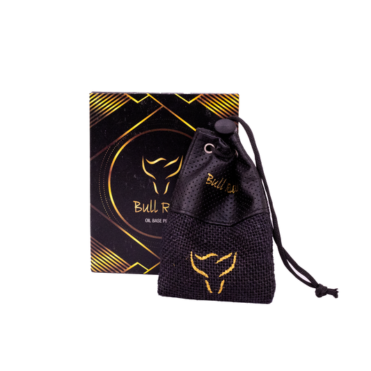 Bull Rider alcohol-free car air freshener scented cake in a leatherette jute bag, hanging style