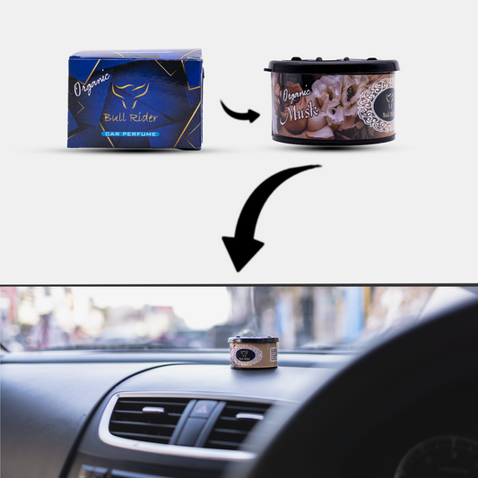 Bull Rider Musk alcohol-free dashboard car perfume with scented cake