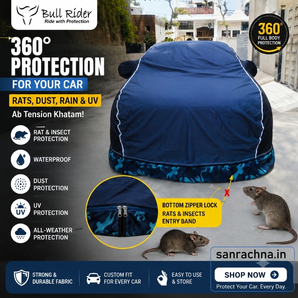 Bull Rider 360° car cover fitted on a car with the bottom enclosure closed
